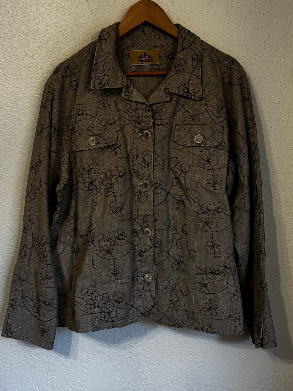 Barn Fly Linen Blend Embroidered Jacket XL